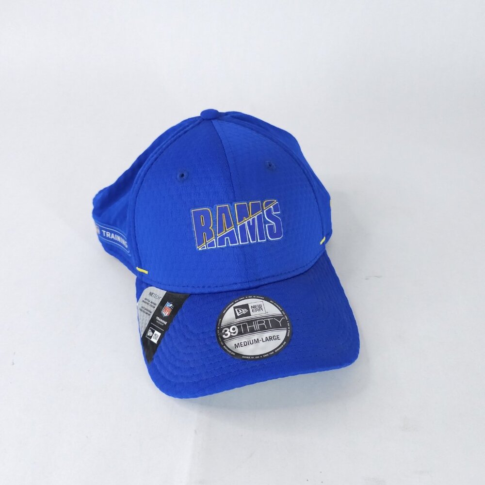 Los Angeles Rams Hat Cap Fitted Mens Large Blue NFL Football Training New Era